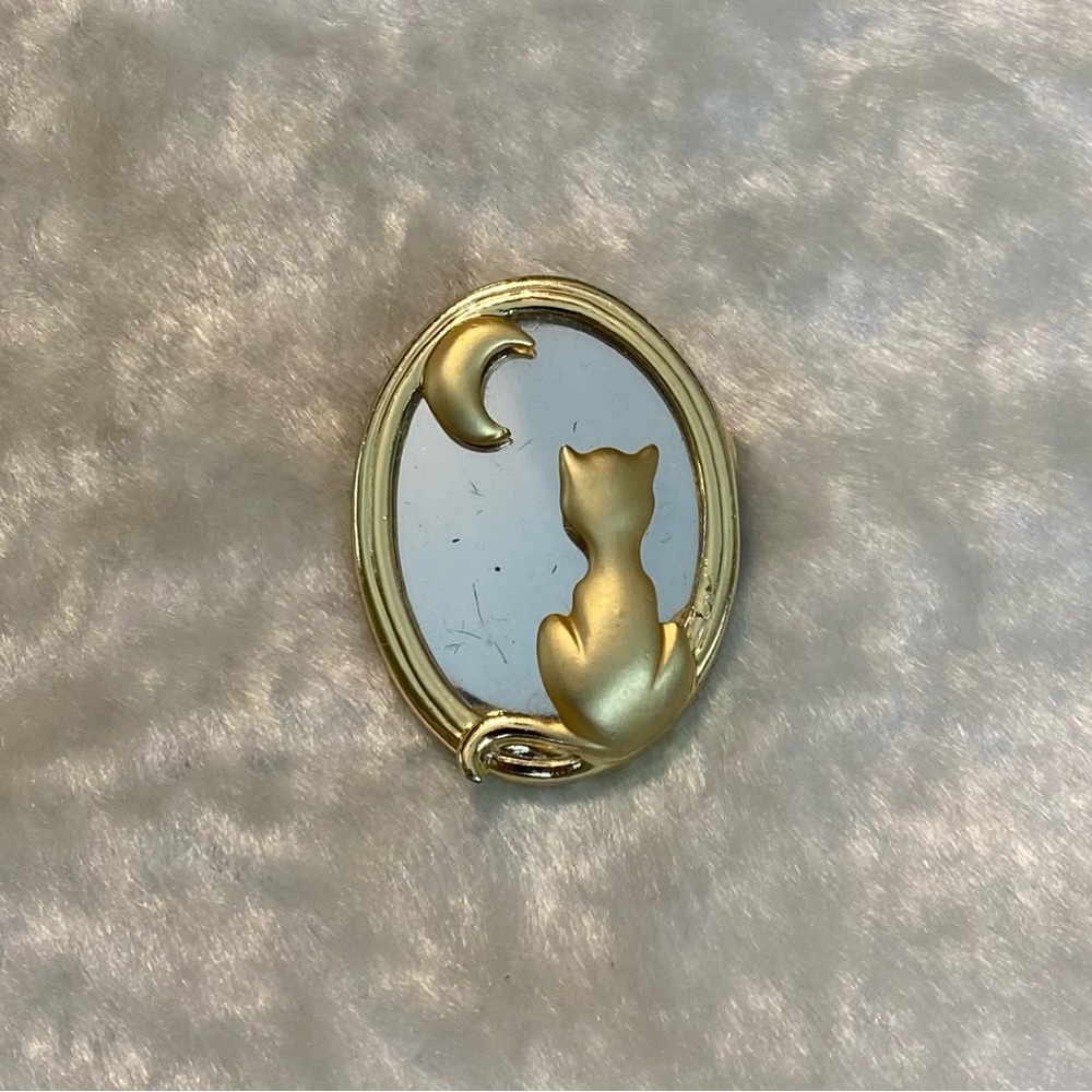 ☘️VTG Cat in the Mirror Brooch by La Razza